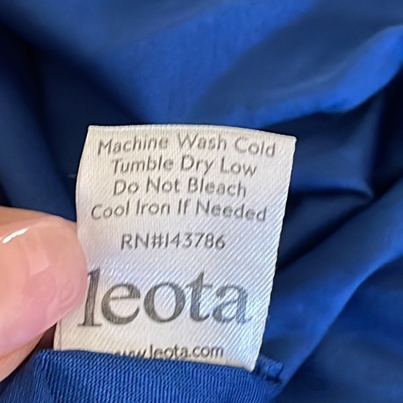 LEOTA Watercolor Stripe Aria Midi Dress Sheer with back tie detail. Size 4XL - Picture 10 of 14